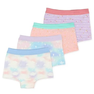 日本西松屋 - 混棉舒適女孩內褲(4件組)-暈染/星星-水藍橘紫