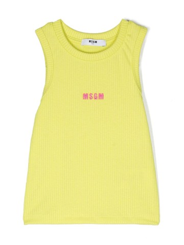 MSGM Kids - ribbed logo-embroidered vest top - kids - Polyester/Elastane/Viscose - 12 yrs - Yellow