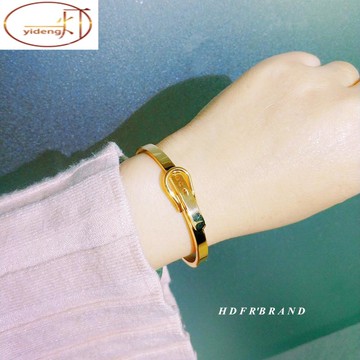 時尚百搭閨蜜手鐲鈦鋼18K包金皮帶表帶手鏈氣質網紅男女禮物