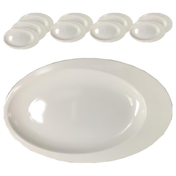 TATUNG 大同磁器 25型長皿 13吋 單色 長形陶瓷餐盤  白色  10個