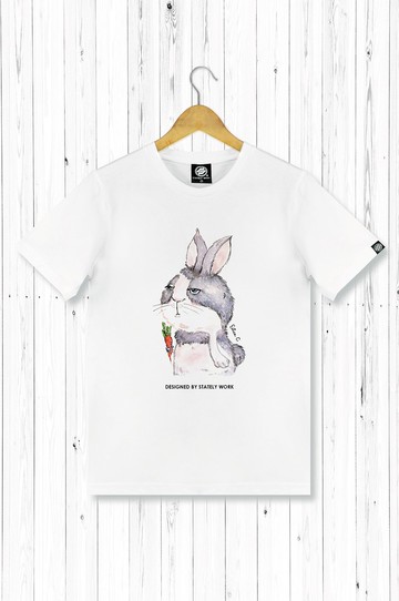 STATELYWORK 厭世生肖-兔子-男白T恤