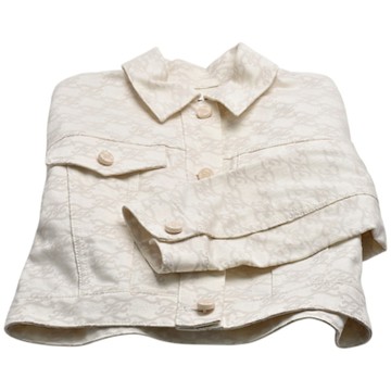 FENDI Karligraphy雙口袋短版牛仔夾克(米色)