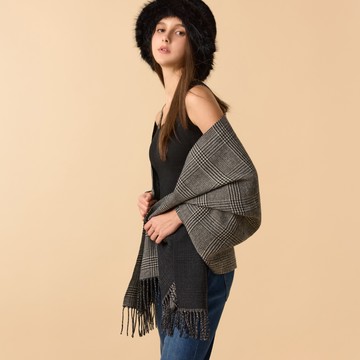 SO NICE 復古千鳥紋拼色圍巾