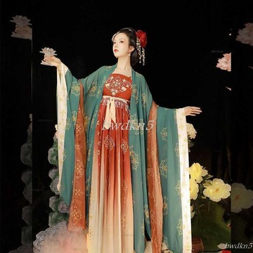 遠山娥黛原創漢服 中國風古裝 長袖長裙套裝 唐制復原圖女夏季刺繡訶子裙傳統服飾套裝戲服唐裝 古風服飾 傳統服飾 bwdk