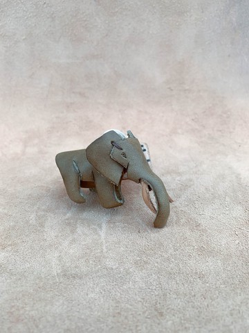 動物森林-大象-真皮植鞣 皮革鑰匙圈 吊飾  動物造型