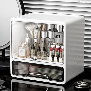 梳妝臺桌上透明收納置物架面膜貼香水收納盒防塵防潮化妝箱化妝盒