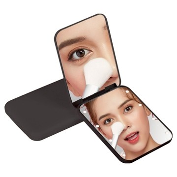 Couselect 2倍放大 LED補光方形隨身化妝鏡/美妝鏡/補妝鏡  黑色