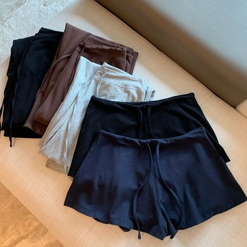 ✨精選好物✨美式藏青色短褲  高級辣妹運動短褲  百搭繫帶休閒褲 顯瘦春夏闊腿短褲女 家居短褲 睡褲