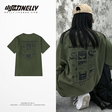 t恤男女短袖漫畫2022新款寬松韓范半袖bf原宿風網紅同款上衣夏TEE