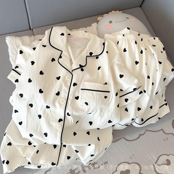 ✨可開發票#睡衣女夏季薄款純棉短袖短褲甜美可愛雲朵棉夏天可外穿傢居服套裝#免運