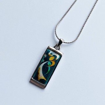 絲帶【綠色】景泰藍吊墜 純銀景泰藍