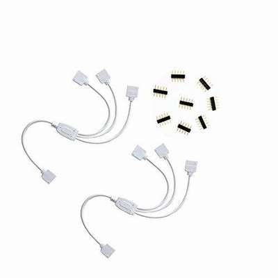 2pcs ホワイト5ピンLEDスプリッタケーブルLEDストリップコネクタ3ウェイスプリッタYスプリッタ1〜3 RGBW用5050 3528 LEDライトストリップ 8x男性 - 男性5ピンコ