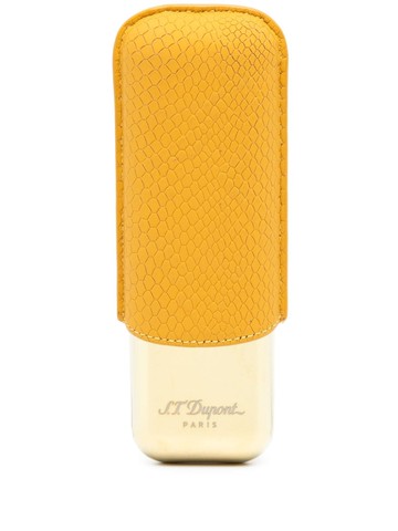 S.T. Dupont - logo-engraved cigarette case - unisex - Leather/Brass - One Size - Yellow