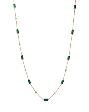 Bloomingdale's Fine Collection Malachite & Diamond Necklace in 14K Yellow Gold, 24