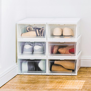 IRIS OHYAMA 透明收納加厚可堆疊鞋盒6入 NSB340(收納盒/收納箱/鞋櫃)