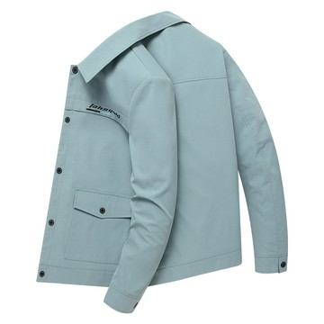 春季男裝百搭夾克新款方領潮流工裝休閒外套