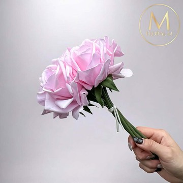 以後都走花路吧🌷快速出貨【Floral M】手感保濕安娜玫瑰公主粉仿真花材（5入組）