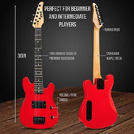 LyxPro 30 Inch Electric Guitar and Starter Kit for Kids with Size Beginner’s Guitar, Amp, Six Strings, Two Picks, Shoulder Strap, Digital Clip On