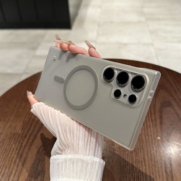 【新款鈦灰色】適用于三星s24ultra手機殼輕薄透明磨砂s25+無邊框簡約s23u無線磁吸高級感防摔半包plus硬套