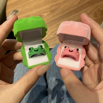 小廢物研究所 青蛙戒指 閨蜜戒指 孤寡戒指 ins 好朋友戒指 可打開戒指 可愛卡通戒指 抖音同款 求婚戒指