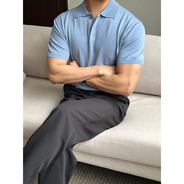 VOYEZ｜🇰🇷顯壯涼爽親膚針織POLO衫｜韓系有型・夏季親膚顯線條