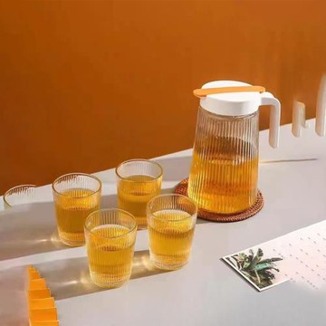 九天沐光系列玻璃水具五件套創意豎紋杯子壺大容量冷水壺禮品批發