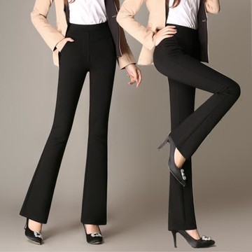 微喇面料垂感冬天加絨喇叭褲女2023新款秋款大褲腳女士高腰長褲