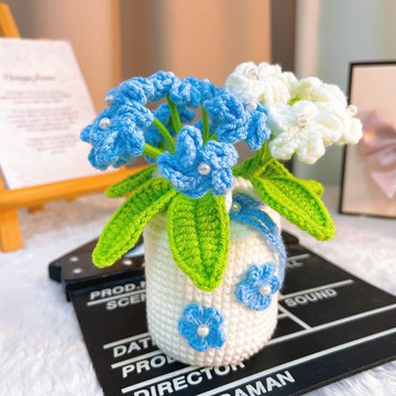 手作鉤織 勿忘我 盆栽