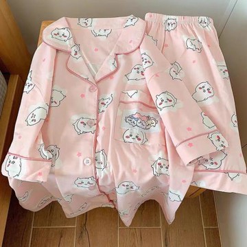 卡通chiikawa睡衣少女夏短袖短褲星星小八薄款純棉學生可愛家居服