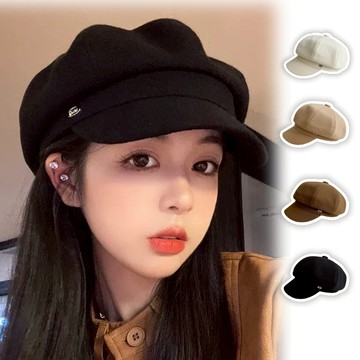 【A&R】時尚日系英倫復古百搭八角貝雷帽 可調節帽圍  -深咖