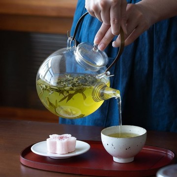 復古風黃銅握柄耐熱玻璃茶壺-1L 單一規格
