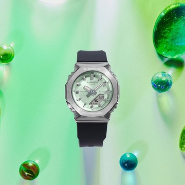 CASIO卡西歐 G-SHOCK  GM-S2110-3A 八角形簡約雙顯女錶 綠面 40.5mm