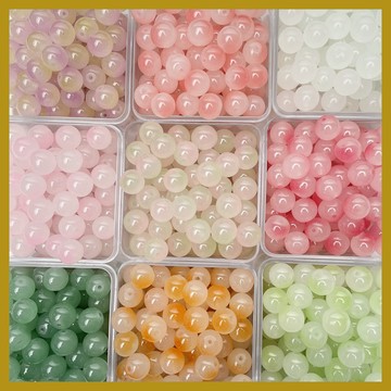 （50個/包）8-12mm雙色玻璃珠散珠 手工diy手串配件 項鏈飾品 串珠 串珠材料 串珠材料包 珠珠材料 手串材料