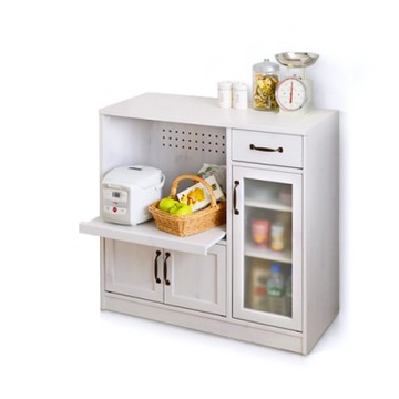 Sato_LUFFY映日浮光單抽三門開放收納櫃‧幅88cm*D40*H82_洗白色