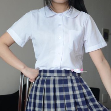 JK制服 日系夏百搭圓領丸襟尖領角襟短袖白襯衣女 學生 白領襯衫