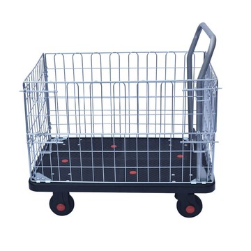 免運 搬運車 手推車 拉貨車 平板車 折疊小推車貨拉貨搬運車便攜家用板車圍欄靜音平板車手推車帶護欄 快速出貨