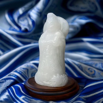 【天上聖母】白翡翡翠媽祖吊飾 | 天然緬甸翡翠A貨 | 送禮