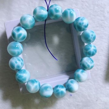 天然新款飾品海紋石手鏈男滿紋玉化龜背紋多米尼加拉利瑪藍色水晶