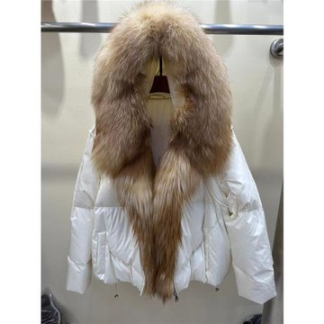 2023年新款高端皮草大狐貍毛領90白鵝絨銀狐羽絨服保暖連帽外套女
