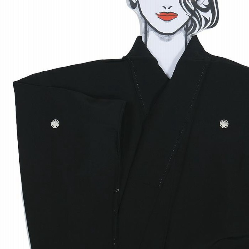 未使用品の喪服袷 紋付 襦袢セット 黒 身丈164cm 裄66cm Mサイズ 