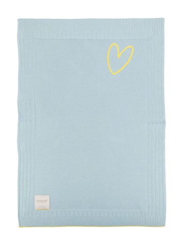 Gensami kids - heart-embroidered knitted blanket - kids - Cotton/Cashmere - One Size - Blue