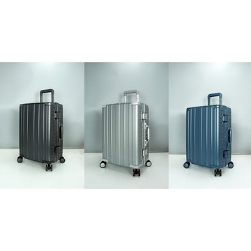 ~雪黛屋~Eason 20寸行李箱防盜鋁框PC材質雙海關鎖硬殼箱360度旋轉耐摔撞鋁合金拉桿WAU26034