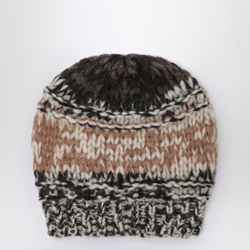 Camel mouliné-effect beanie
