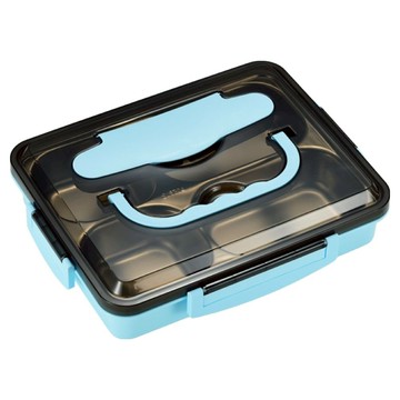 頂規可手提分隔式便當盒  藍色  1個
