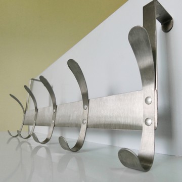 Amos-不鏽鋼魚骨門後五勾衣掛架W41.5*D8.5*H17CM