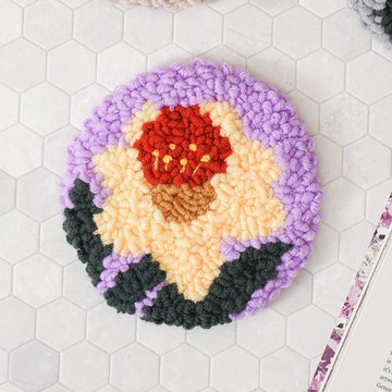 【水仙杯墊】戳繡材料包 俄羅斯刺繡 花卉 (不含戳針)| XiuCrafts