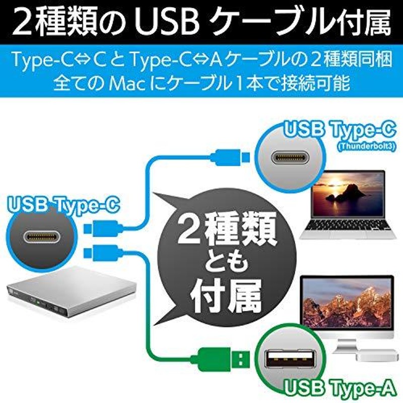 ロジテック 外付け ブルーレイ ドライブ Mac対応 USB type C USB3.2