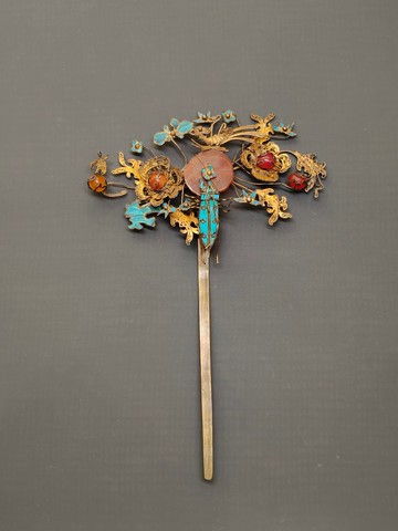 多子多孫老鎏金點翠髮簪–  純古董SA-089