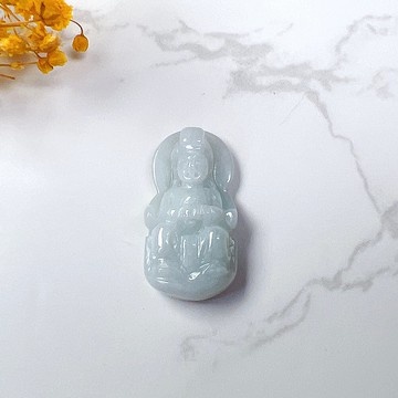 【天上聖母】白翡翡翠媽祖娘娘項鍊  | 天然緬甸玉A貨翡翠 | 送禮