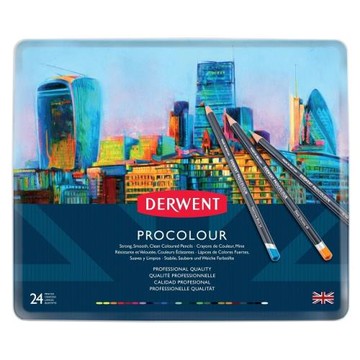 Derwent 達爾文 PROCOLOUR油性色鉛24色-鐵盒裝 2302506